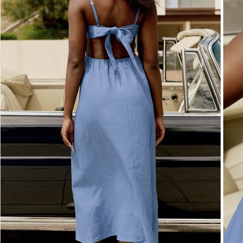 Reformation linen starfruit Blue Sleeveless Dress - Picture 4 of 6